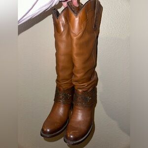 Cuadra tall leather amber brown women boots